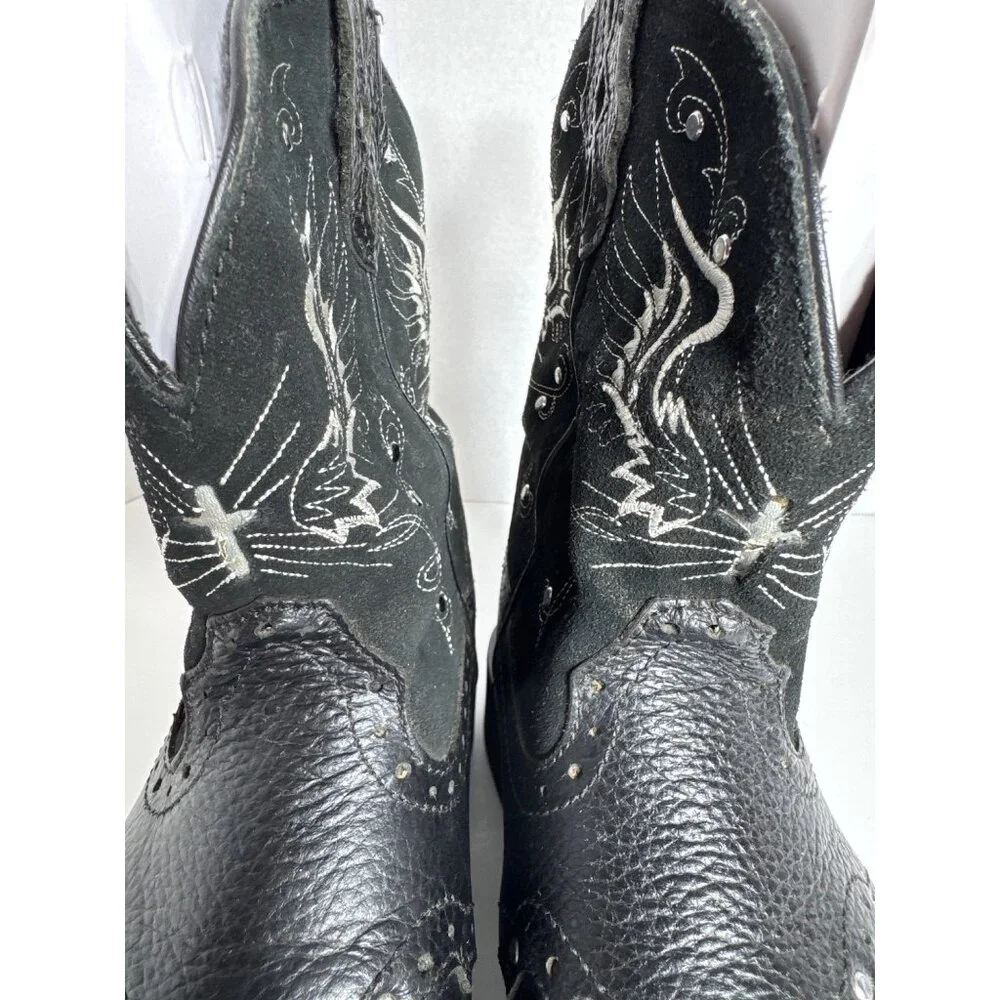Justin Boots Black Gypsy Embroidered Square Toe Western L9977 Womens 8.5B - Picture 13 of 16
